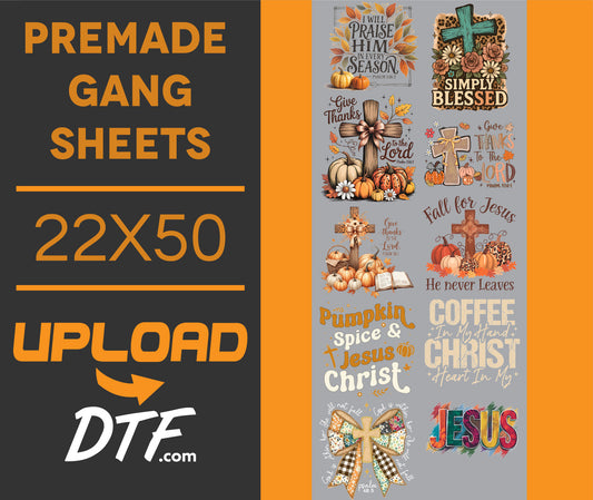 Blessed Fall – Premade 22x50 DTF Gang Sheet | Faith & Autumn Designs - $24.99