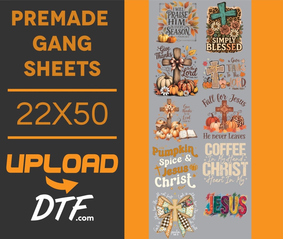 Blessed Fall – Premade 22x50 DTF Gang Sheet | Faith & Autumn Designs - $24.99 - UploadDTF