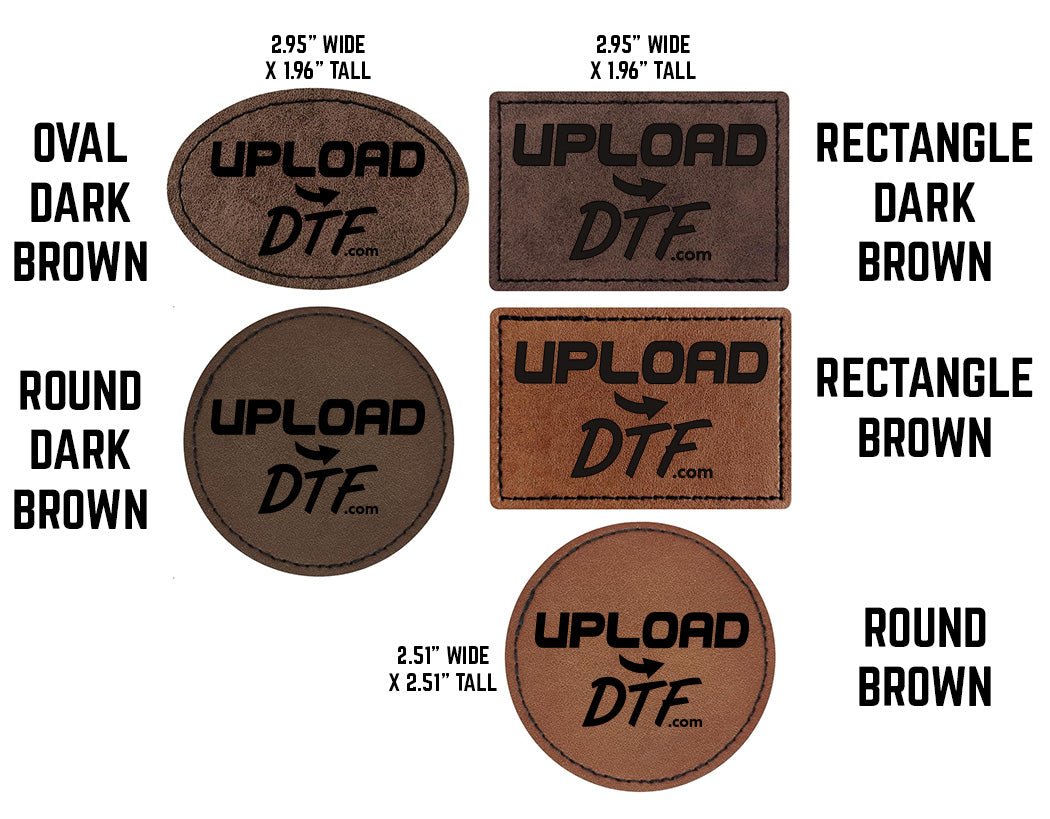 Custom laser engraved leatherette patch heat press adhesive - UploadDTF