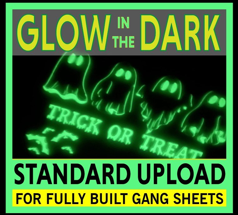 Glow in the dark DTF transfers white ink gang sheet standard upload - UploadDTF