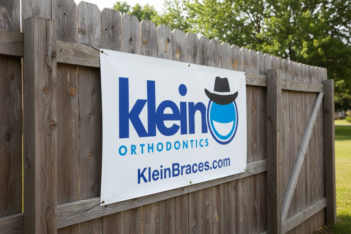 Custom vinyl banner installed on fence full color print standard upload - UploadDTF