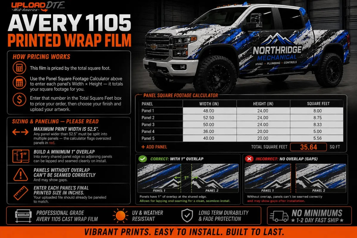 Custom Printed Wrap Film - Avery 1105 Cast + UV Laminate - UploadDTF